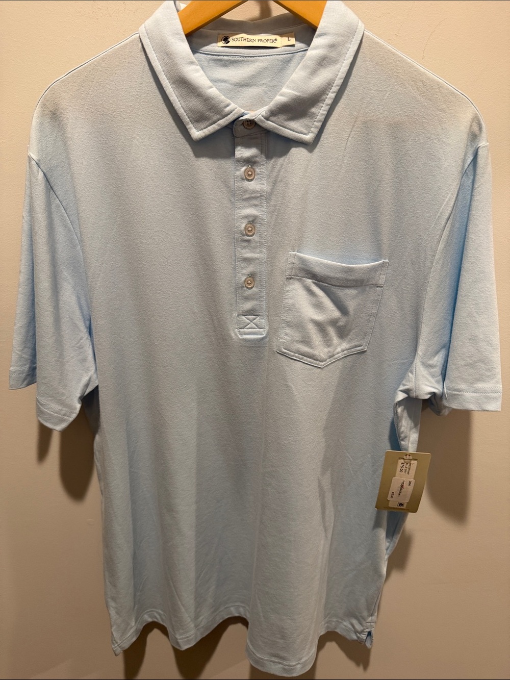 Southern Proper Pale Blue Polo with Chest Pocket